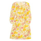 Womens Day Dress Orange Floral Long Sleeve Knee Length M