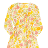 Womens Day Dress Orange Floral Long Sleeve Knee Length M