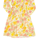 Womens Day Dress Orange Floral Long Sleeve Knee Length M