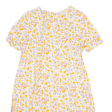 Womens Fit & Flare Dress Orange Floral Short Sleeve Knee Length L