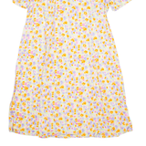 Womens Fit & Flare Dress Orange Floral Short Sleeve Knee Length L
