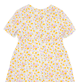 Womens Fit & Flare Dress Orange Floral Short Sleeve Knee Length L