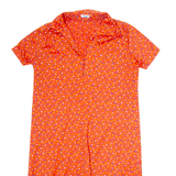 Womens Shift Dress Red Floral Short Sleeve Midi M