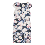 PHASE EIGHT Womens Pencil Dress Blue Floral Short Sleeve Knee Length UK 8