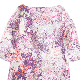 MONSOON Womens Shift Dress Pink Floral Short Sleeve Knee Length UK 12