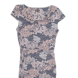 PHASE EIGHT Womens A-Line Dress Grey Floral Short Sleeve Knee Length UK 10