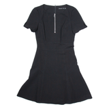 KAREN MILLEN Womens Fit & Flare Dress Black Short Sleeve Knee Length UK 10