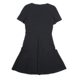 KAREN MILLEN Womens Fit & Flare Dress Black Short Sleeve Knee Length UK 10