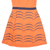 BODEN Womens Fit & Flare Dress Orange Linen Sleeveless Knee Length UK 8