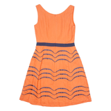 BODEN Womens Fit & Flare Dress Orange Linen Sleeveless Knee Length UK 8