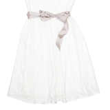 MONSOON Lace Bow Occasion Wear Womens Fit & Flare Dress White Knee Length UK 12