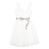 MONSOON Lace Bow Occasion Wear Womens Fit & Flare Dress White Knee Length UK 12