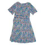 MONSOON Womens A-Line Dress Blue Floral Short Sleeve Knee Length UK 14