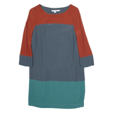 BODEN Womens Shift Dress Blue Colourblock Long Sleeve Knee Length UK 8