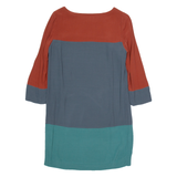 BODEN Womens Shift Dress Blue Colourblock Long Sleeve Knee Length UK 8