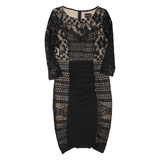 PHASE EIGHT Lace Womens Bodycon Dress Black Long Sleeve Knee Length L