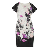 PHASE EIGHT Womens Day Dress Black Floral Short Sleeve Knee Length M