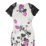 PHASE EIGHT Womens Day Dress Black Floral Short Sleeve Knee Length M