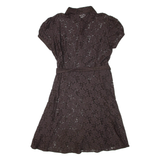 PHASE EIGHT Lace Womens Shirt Dress Brown Short Sleeve Knee Length XL