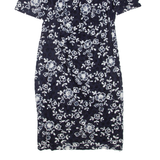 PHASE EIGHT Womens Day Dress Blue Floral Short Sleeve Knee Length M