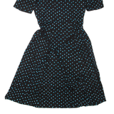 MONSOON Womens Day Dress Black Viscose Spotted Short Sleeve Knee Length UK 12