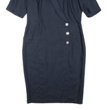 Womens Pencil Dress Blue Short Sleeve Knee Length L