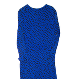 ELEGANCE Womens Day Dress Blue Spotted Long Sleeve Midi L