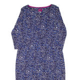 JOULES Womens Day Dress Blue Viscose Animal Print Long Sleeve Knee Length UK 14