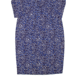 JOULES Womens Day Dress Blue Viscose Animal Print Long Sleeve Knee Length UK 14