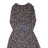 JOULES Womens Day Dress Brown Viscose Spotted Long Sleeve Midi M