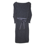 PHASE EIGHT Belted Womens Bodycon Dress Grey Long Sleeve Knee Length L
