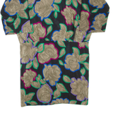 Womens Day Dress Black Floral Long Sleeve Knee Length XL