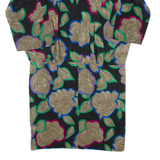 Womens Day Dress Black Floral Long Sleeve Knee Length XL