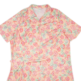 Womens Shirt Dress Orange Viscose Floral Short Sleeve Midi 2XL