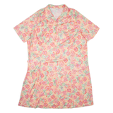 Womens Shirt Dress Orange Viscose Floral Short Sleeve Midi 2XL