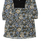 ZARA Womens Day Dress Black Floral Long Sleeve Knee Length S