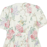 Womens Mini Dress Beige Viscose Floral Short Sleeve Short M