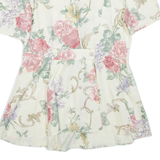 Womens Mini Dress Beige Viscose Floral Short Sleeve Short M