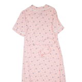 Womens Day Dress Pink Floral Short Sleeve Midi L
