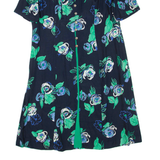 LADY G Womens Day Dress Black Floral Short Sleeve Knee Length L