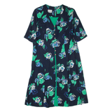 LADY G Womens Day Dress Black Floral Short Sleeve Knee Length L