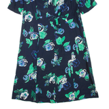 LADY G Womens Day Dress Black Floral Short Sleeve Knee Length L