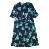 LADY G Womens Day Dress Black Floral Short Sleeve Knee Length L