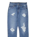 LEVI'S 501 Jeans Distressed Womens Blue Regular Straight W27 L30