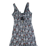 WHISTLES Womens Tea Dress Black Linen Crazy Pattern Sleeveless Midi UK 8