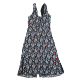 WHISTLES Womens Tea Dress Black Linen Crazy Pattern Sleeveless Midi UK 8