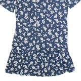 FAT FACE Womens Day Dress Blue Floral Short Sleeve Knee Length M