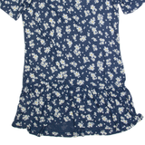 FAT FACE Womens Day Dress Blue Floral Short Sleeve Knee Length M