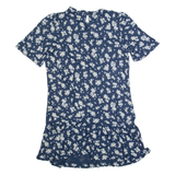 FAT FACE Womens Day Dress Blue Floral Short Sleeve Knee Length M