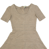 ISSA LONDON Womens Skater Dress Brown Short Sleeve Knee Length UK 8